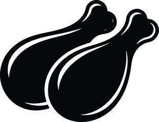 Two black silhouette chicken drumsticks icon for food and cooking themes