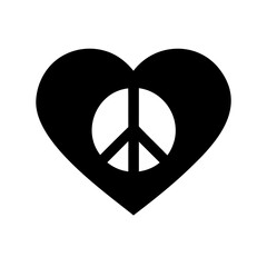 Black Heart Graphic Featuring a Symbol of Peace and Love on White