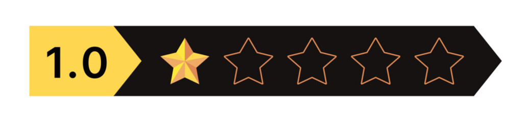 Gold five star rating icon on transparent background. Vector Illustration flat icon with lighted yellow golden and line stars for reviews, feedbacks products and services.