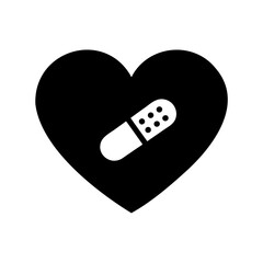 Broken heart, repaired heart, bandaged heart, love health, healing process illustration
