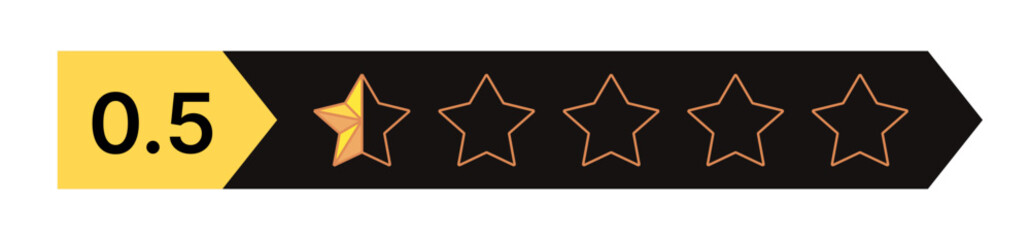 Gold five star rating icon on transparent background. Vector Illustration flat icon with lighted yellow golden and line stars for reviews, feedbacks products and services.