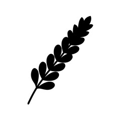 A minimalist black silhouette of a branch with round leaves illustration