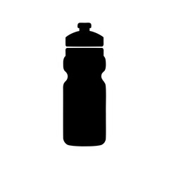 Black silhouette of a reusable plastic water bottle on a white background