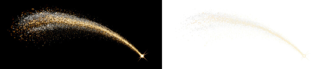 Fototapeta premium Glittering Sparkle Trails for Celebration Events Display on Black and Transparent Background, cutout, png