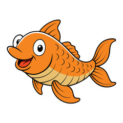 Vector art of cheerful orange fish cartoon character swimming happily, a delightful illustration perfect for childrens books and educational materials