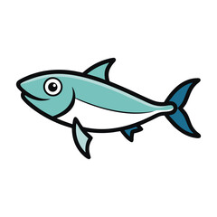 Vector art of a charming cartoon fish with a friendly expression, swimming gracefully in a simple design a delightful aquatic illustration