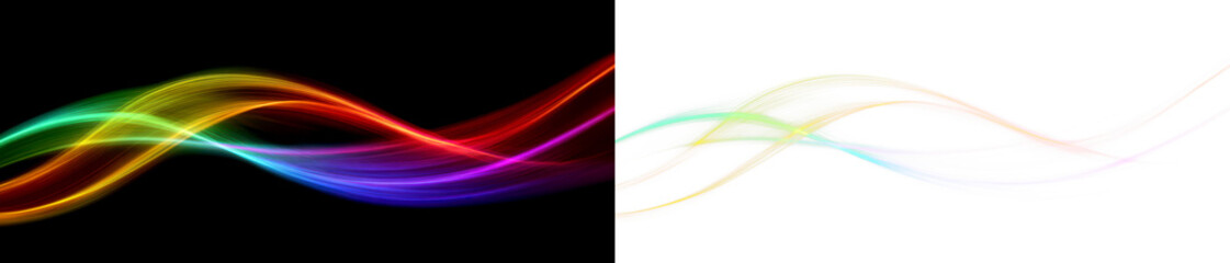Naklejka premium Colorful Waves Optimizing Light Spectrum and Energy Flow Display on Black and Transparent Background, cutout, png