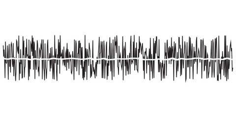 Abstract Black and White Sound Wave Representation on White Background.