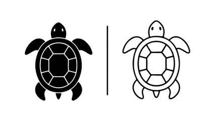 Obraz premium Turtle icons with outline and solid fill with transparent background