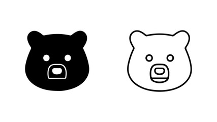Bear face icon set with transparent background