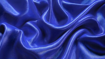 Obraz premium Shiny blue fabric flows in soft drapes with elegant highlights.
