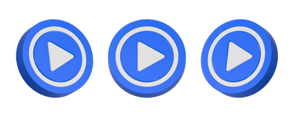 3d rendering design of blue play button icon symbol