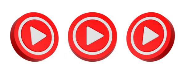 3d rendering design of red play button icon symbol