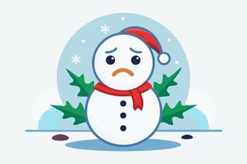 sad snowman icon cute snowman with tiny drooping features, 