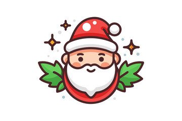 santa north star icon santa face with glowing north star, 