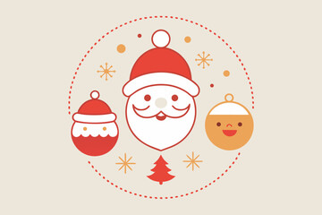 santa seal collection classic emblem set featuring santa claus faces, 