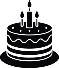 Festive birthday cake with candles and frosting icon