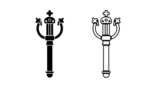 Ceremonial mace with cross and transparent background