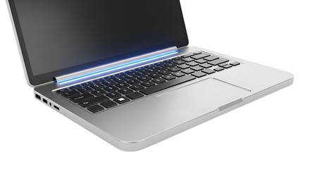 3d icon of sleek laptop isolated on transparent background, showcasing modern technology, productivity, and digital connectivity