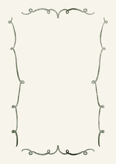 Watercolor Template Frame . Cozy autumn design. Whimsical vintage element in cottagecore style for invitation, social media and posters.