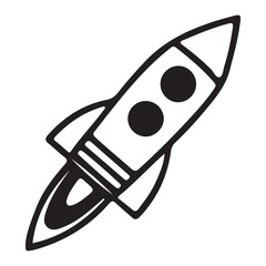 Illustration of a rocket ship isolated on white background, symbolizing space exploration and technological advancement in a simple design