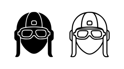 Pilot helmet with goggles with transparent background