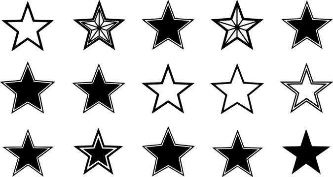 outline silhouette lone star icon set isolated on gray background