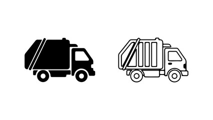 Garbage truck icon set with transparent background