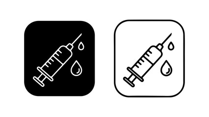Syringe and droplet icons with transparent background