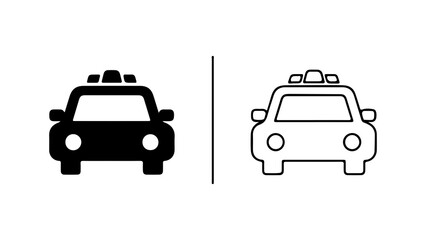 Police car icon set with transparent background