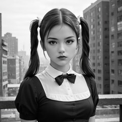 Smiling girl in school uniform