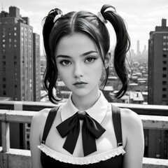 Smiling girl in school uniform