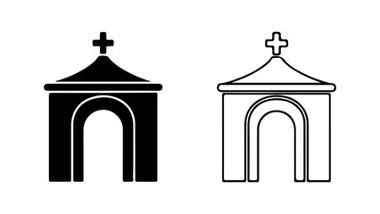 Church building outline with transparent background