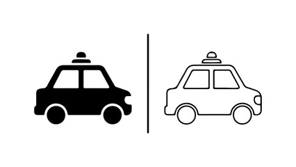 Police car icon set with transparent background