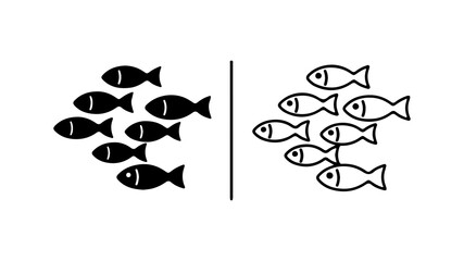 Fish school with black and white styles