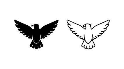 Eagle icons with outline and solid fill with transparent background