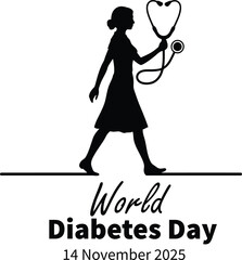 World diabetes day 14 november silhouette nurse stethoscope awareness health care