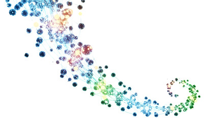3d icon of colorful network connection structure isolated on transparent background, representing data flow and connectivity