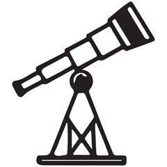 Telescope on a stand isolated on white background, an optical instrument used for viewing distant objects in astronomy