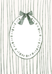 Watercolor Template Frame with stripes background.  Cozy autumn design. Whimsical vintage element in cottagecore style for invitation, social media and posters.