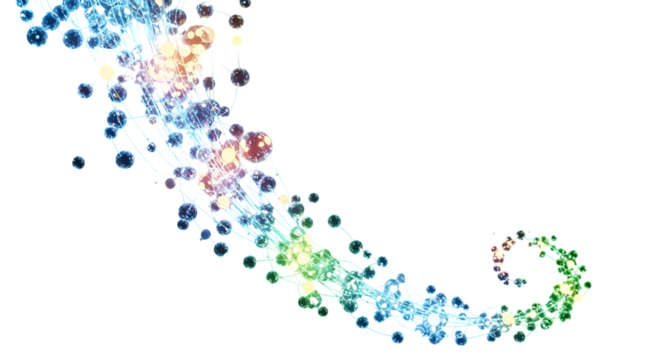 3d icon of colorful network connection structure isolated on transparent background, representing data flow and connectivity