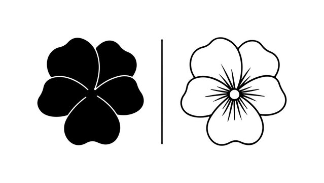 Pansy flower outline with transparent background