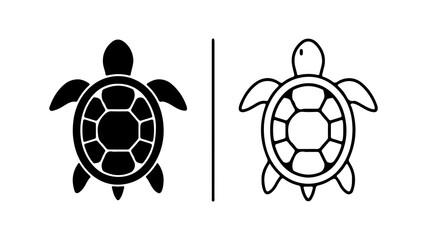 Obraz premium Turtle icons with outline and solid fill with transparent background