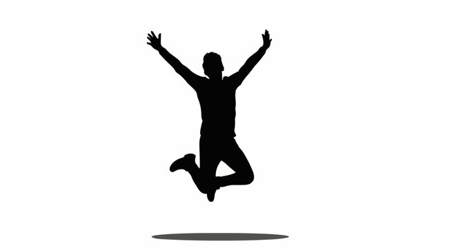 Silhouette of a person jumping with joy