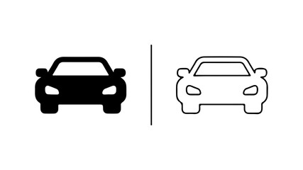 Fototapeta premium Car icons set with outline and solid fill