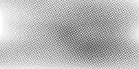 Black halftone gradient background. Fading overlapping dotted half tone texture. Vanishing polka dot backdrop. Raster pixelated gradation pattern. Vector comic pop art overlay wallpaper