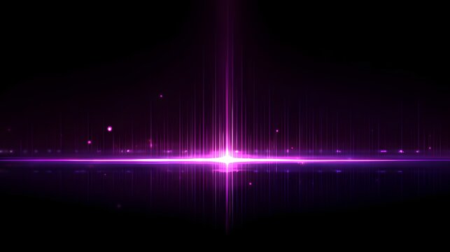 Vibrant purple light streaks emanate from a bright central glow on a dark background.