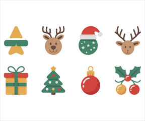 Naklejka premium Festive Holiday Symbols with Santa and Reindeer