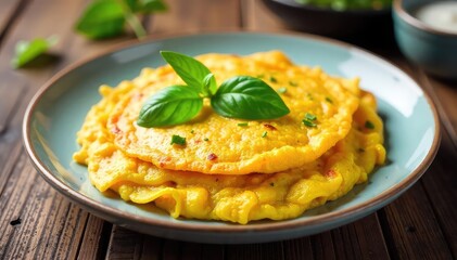 Delicious ready-to-eat omelet, perfect for a quick and healthy breakfast or lunch Enjoy this protein-packed meal anytime, anywhere Simply heat and serve!, savory, culinary