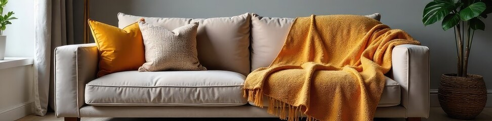 A luxurious throw blanket draped over a modern sofa, adding warmth and style to a living room Perfect for a housewarming or birthday gift , modern, teal